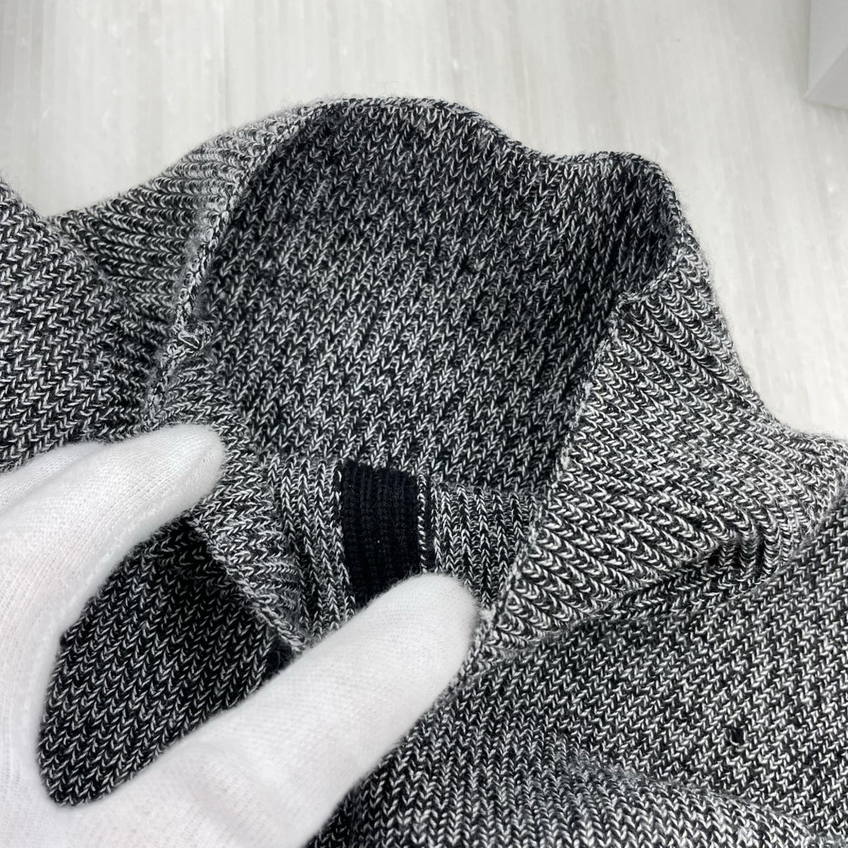 ワンピース レースアップバイカラーニットワンピース/GRY グレー