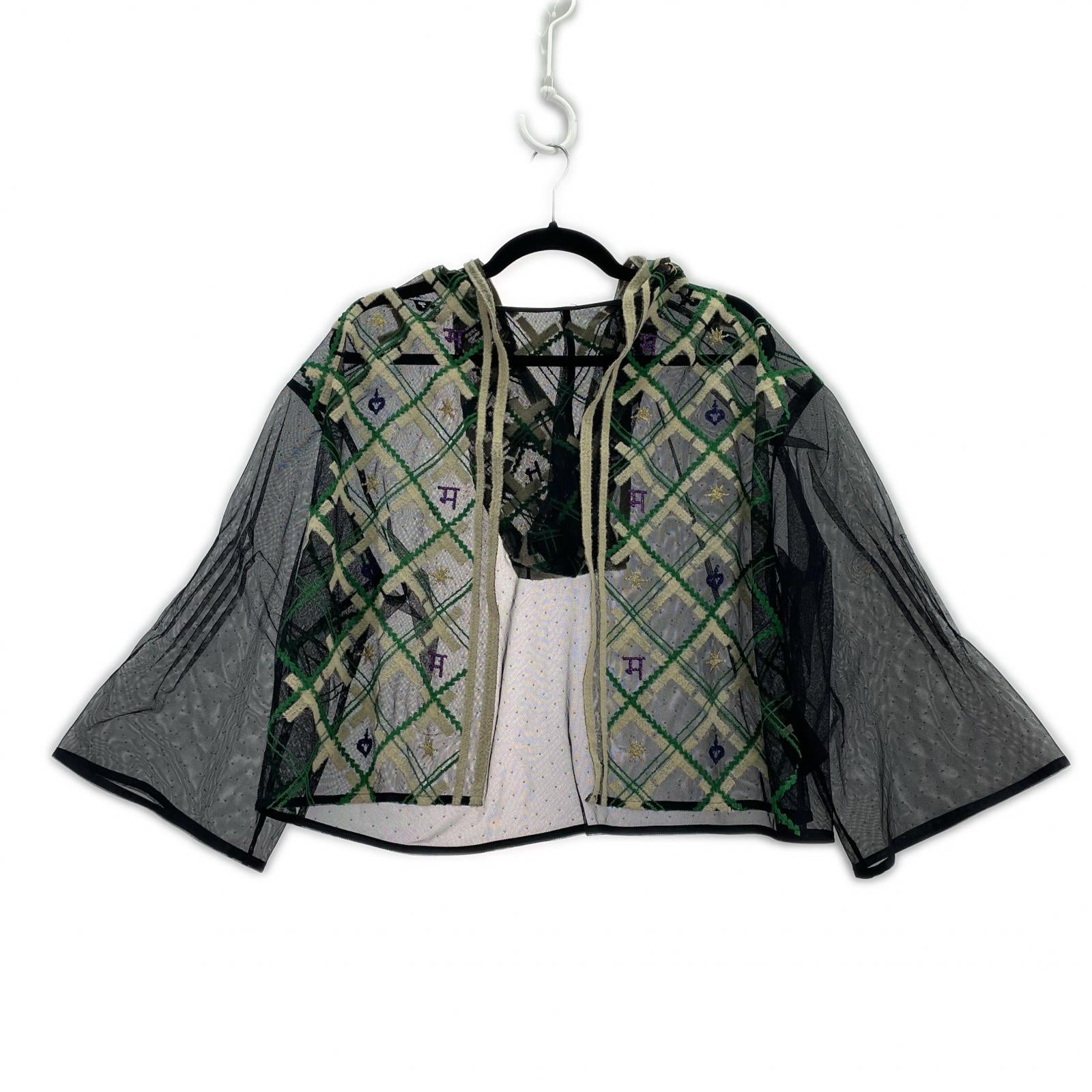 カーディガン Embroidery Sheer Hoodie/ブラック ブラック