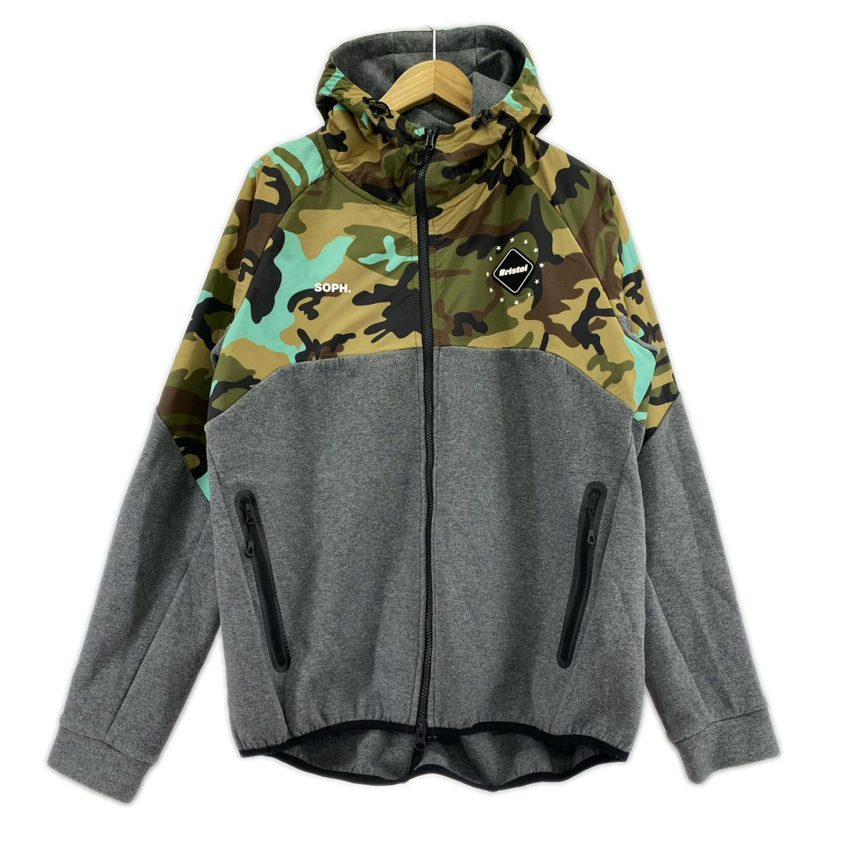 ジャケット ｶﾓ柄　ｼﾞｯﾌﾟｱｯﾌﾟｼﾞｬｹｯﾄ　L L グレー