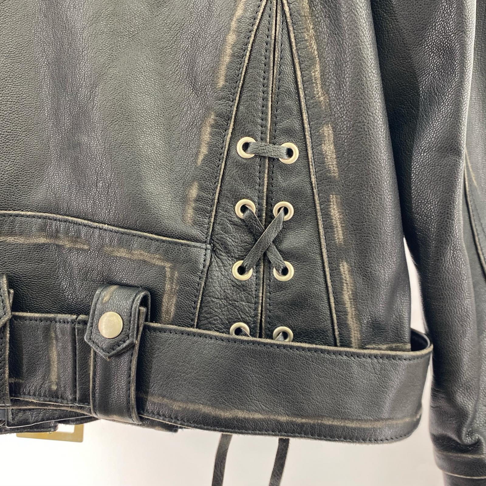 レザージャケット BREATH WASH LEATHER SINGLE RIDERS JACKET M ブラック