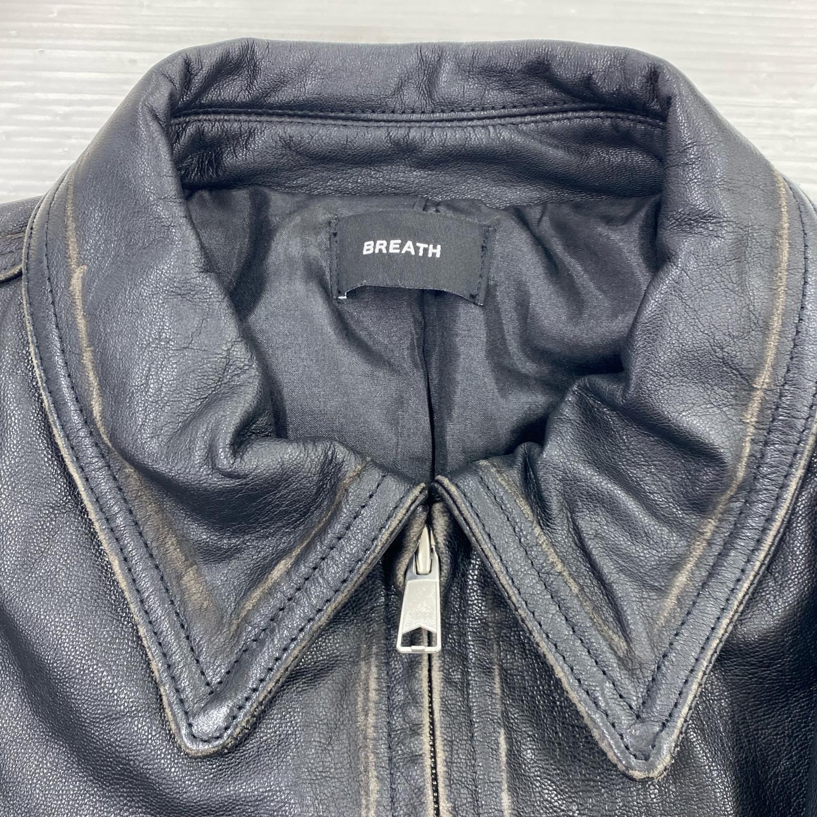 レザージャケット BREATH WASH LEATHER SINGLE RIDERS JACKET M ブラック