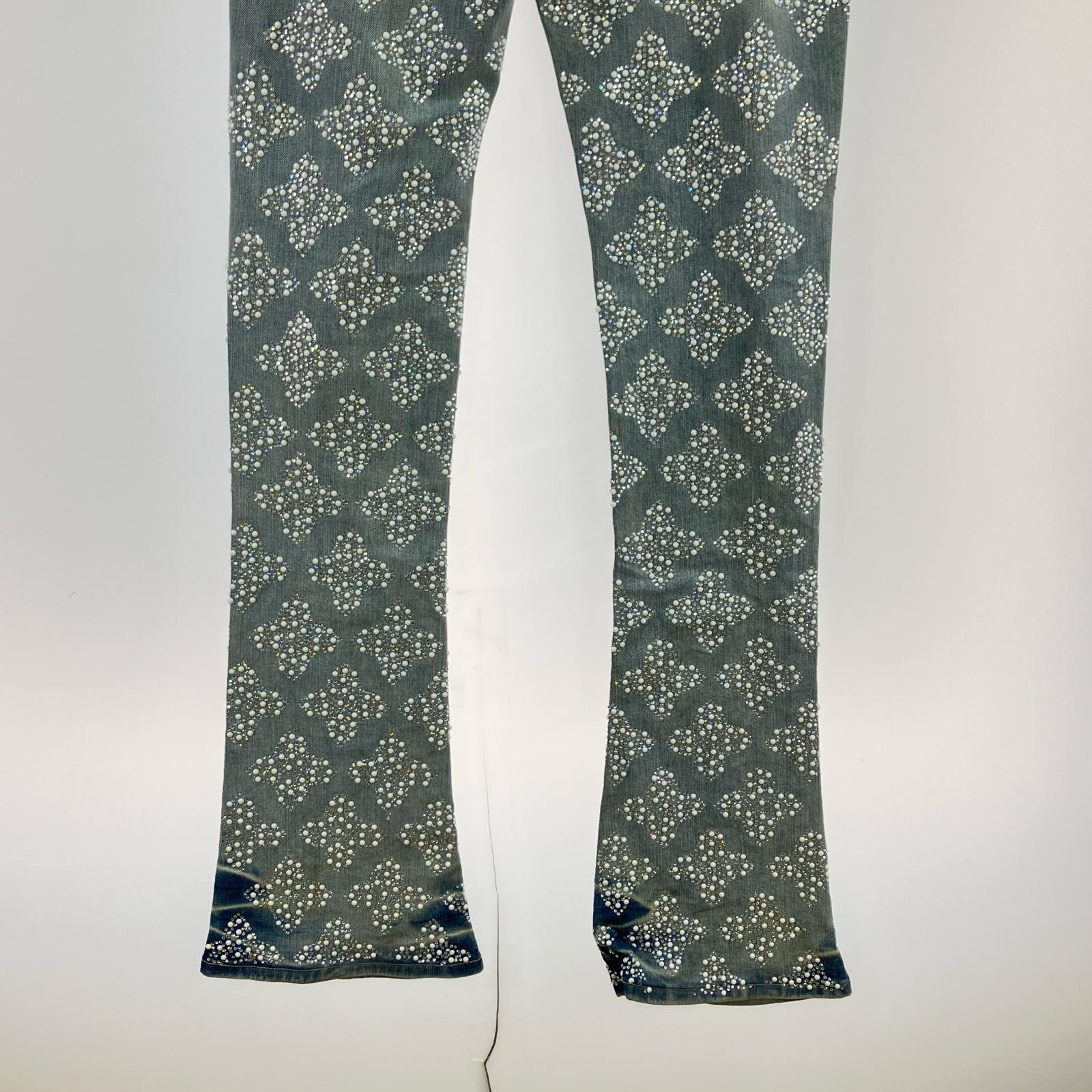 デニムパンツ GUAPI Aqua Blue Embellished Denim V4 水色