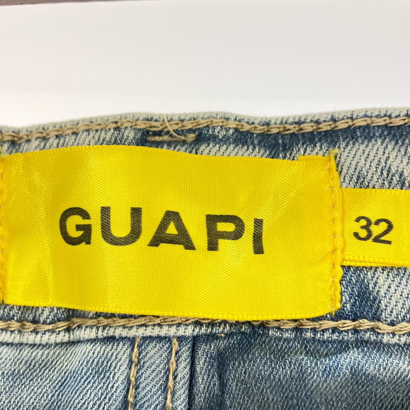 デニムパンツ GUAPI Aqua Blue Embellished Denim V4 水色