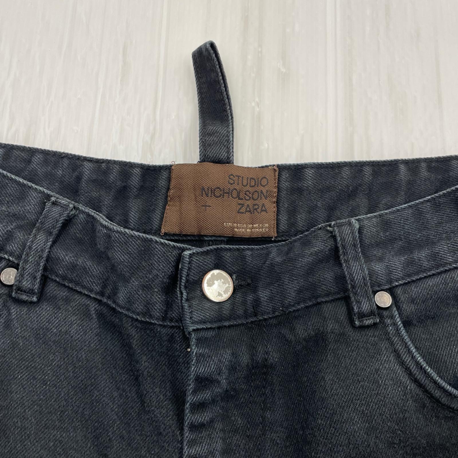 デニムパンツ ×STUDIO NICHOLSON ブラック ブラック