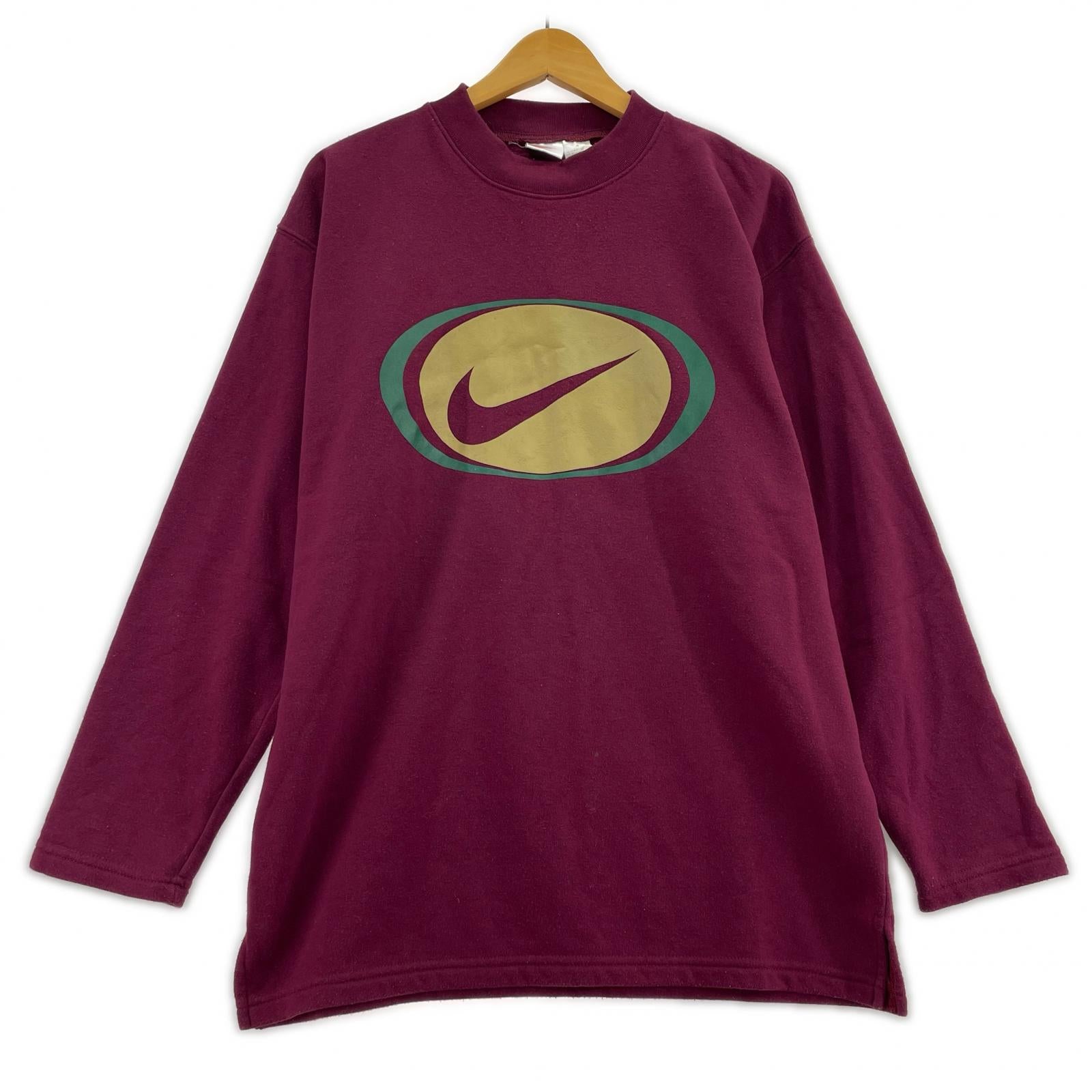 スウェット NIKE 00s print sweat shirt M ボルドー 銀タグ M