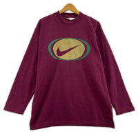 スウェット NIKE 00s print sweat shirt M ボルドー 銀タグ M