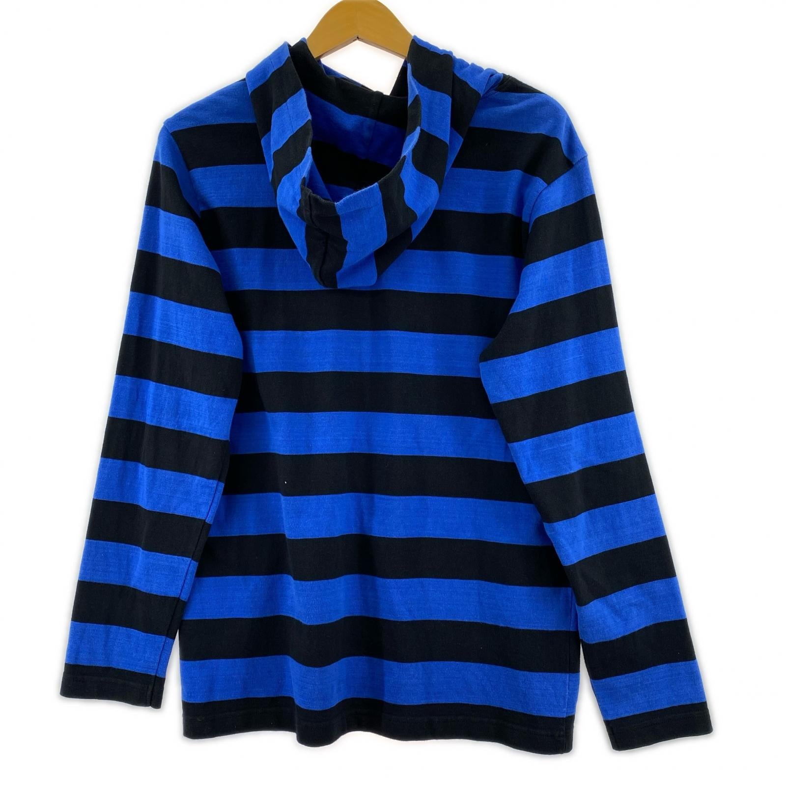 パーカー 14AW/Hooded L/S Striped Tee/S/ブルーブラック S