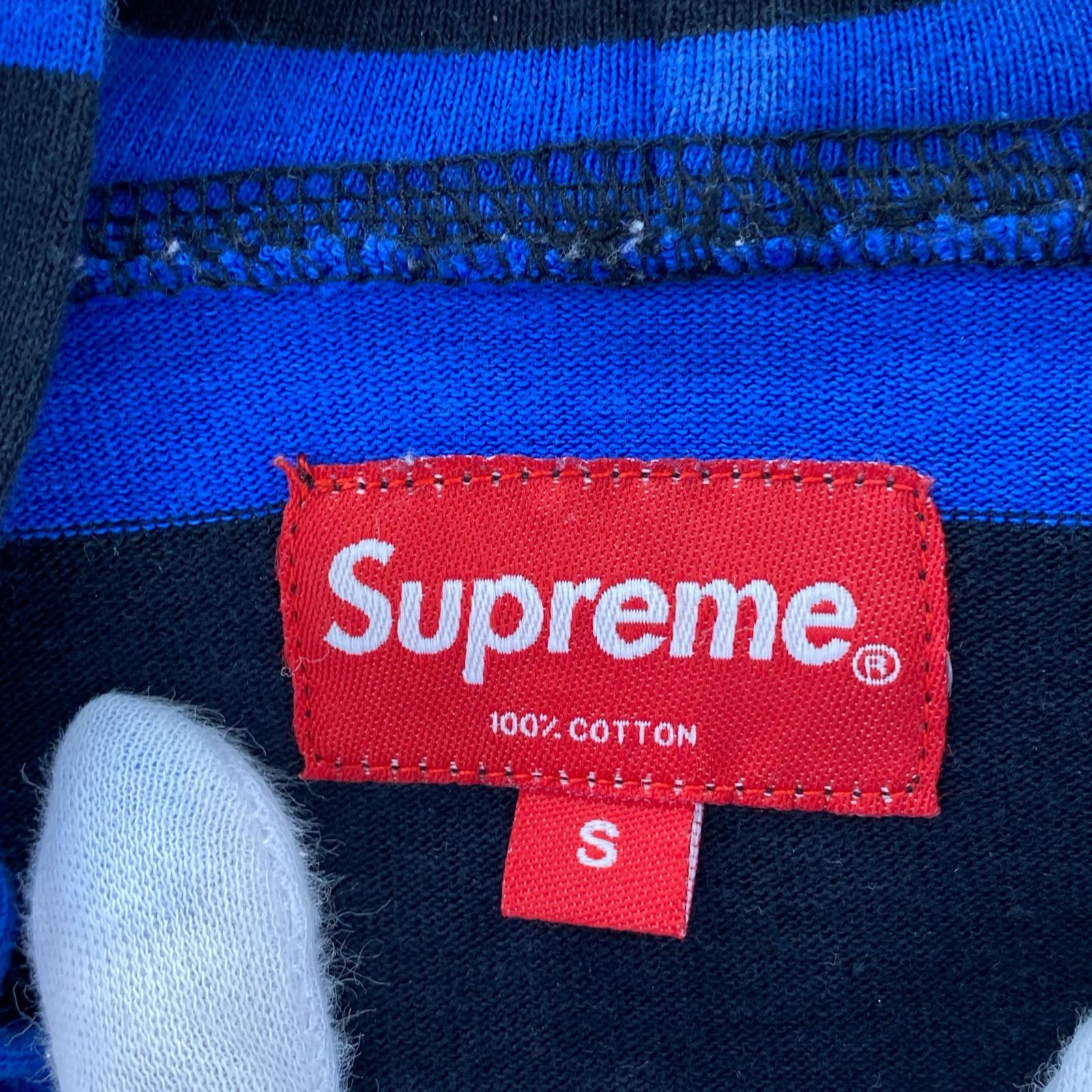 パーカー 14AW/Hooded L/S Striped Tee/S/ブルーブラック S