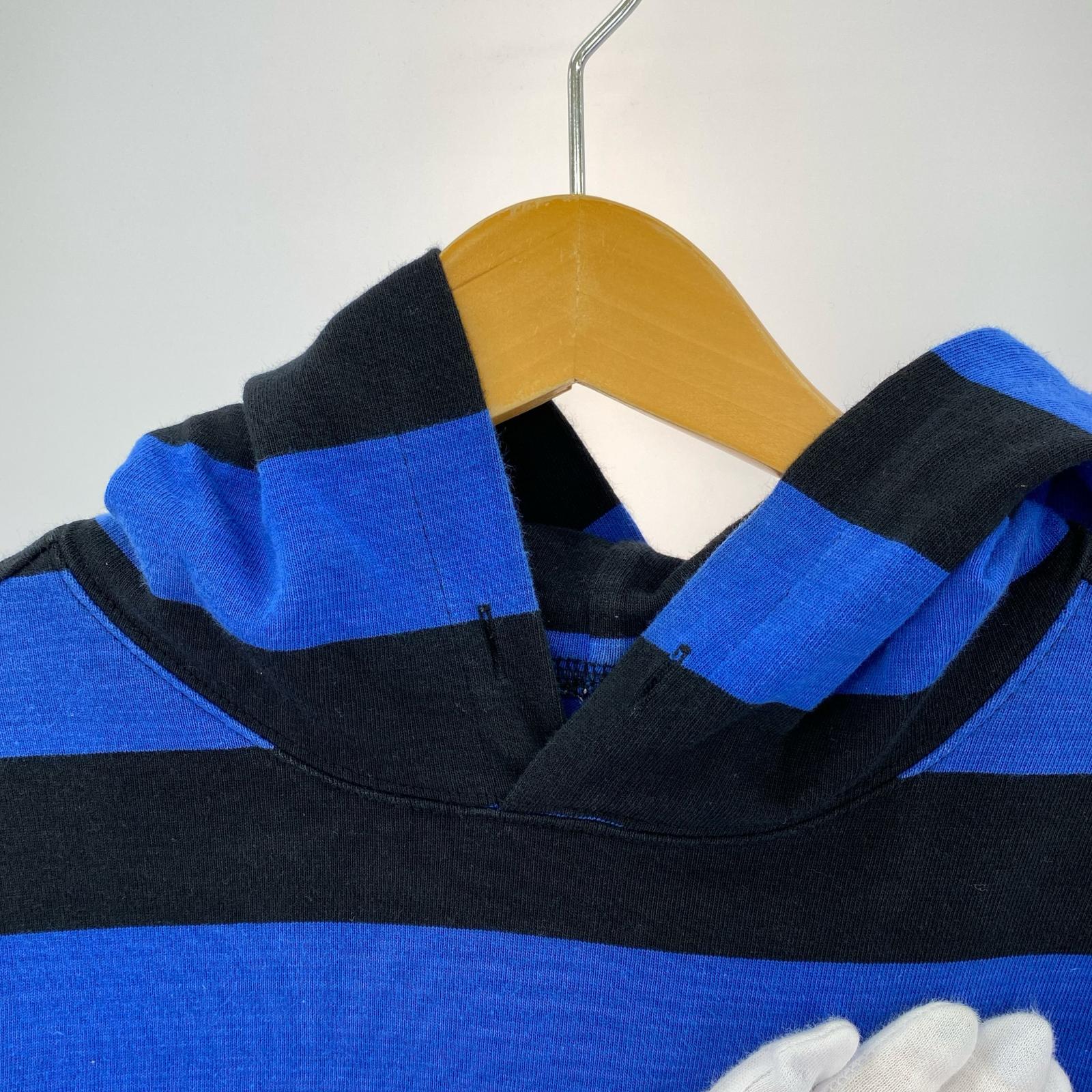 パーカー 14AW/Hooded L/S Striped Tee/S/ブルーブラック S