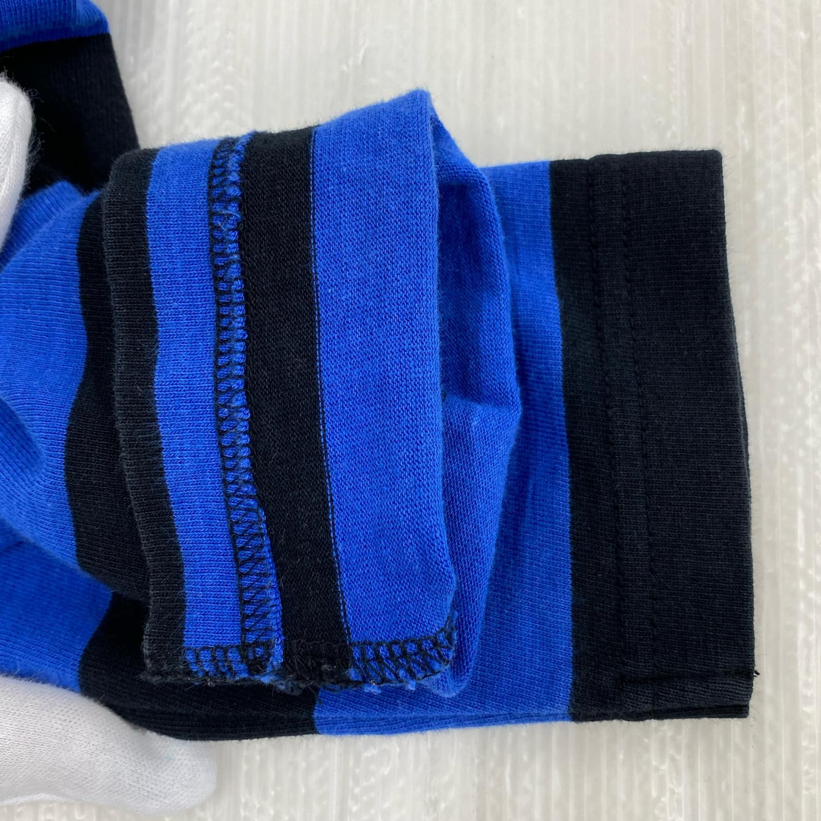 パーカー 14AW/Hooded L/S Striped Tee/S/ブルーブラック S