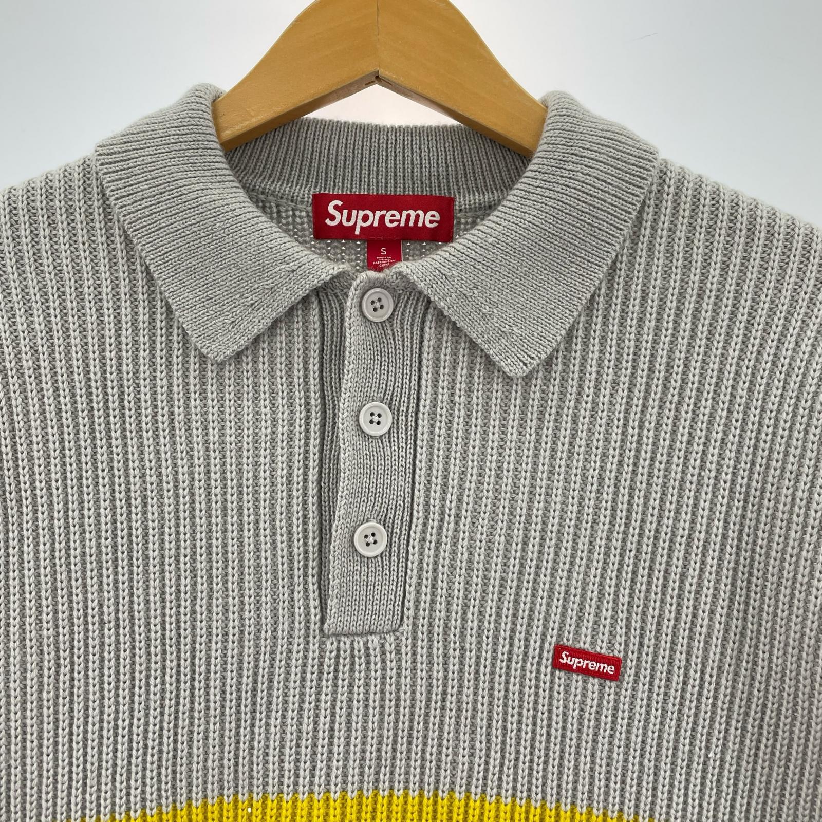 ニット SMALL LOGO POLO SWEATER SIZE:S S グレー