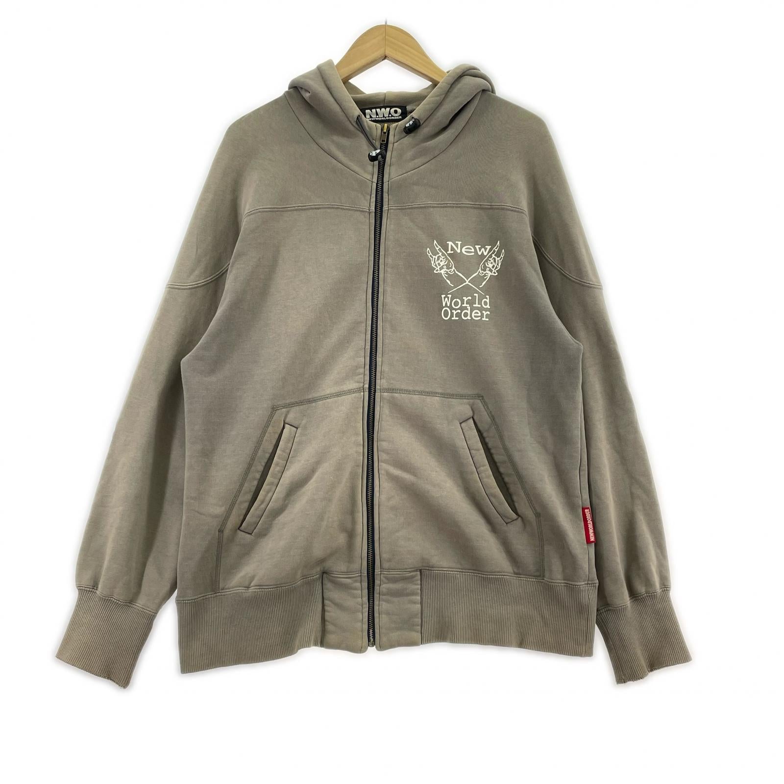 パーカー NEW WORLD ORDER N.W.O 97ss デザインジップパーカー グレー グレー