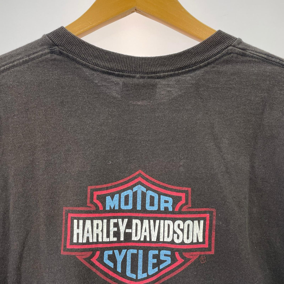 半袖Ｔシャツ 90s USA製 HARLEY-DAVIDSON バイクプリント (L) L ブラック