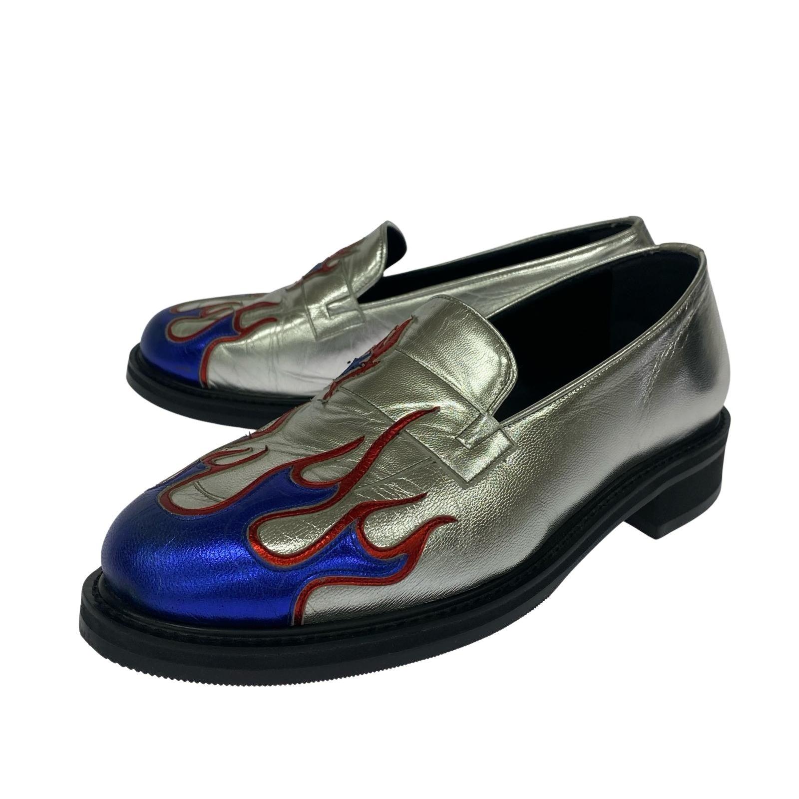 シューズ TENDER PERSON FLAME PATTERN LOAFER メタリックローファー 8 26cm (US8 UK7 1/2 EU42) シルバー