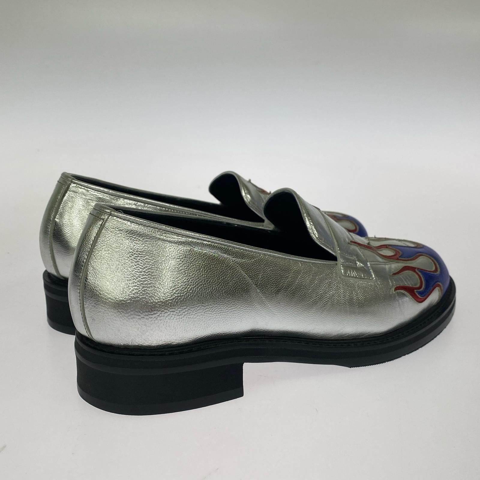 シューズ TENDER PERSON FLAME PATTERN LOAFER メタリックローファー 8 26cm (US8 UK7 1/2 EU42) シルバー