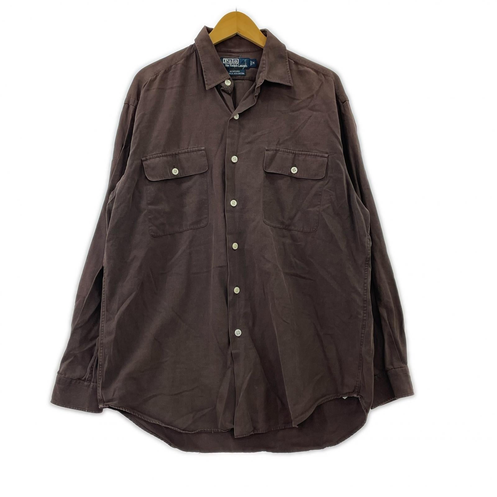 長袖シャツ 90s BENFORD シルクシャツ M BRD M ブラウン