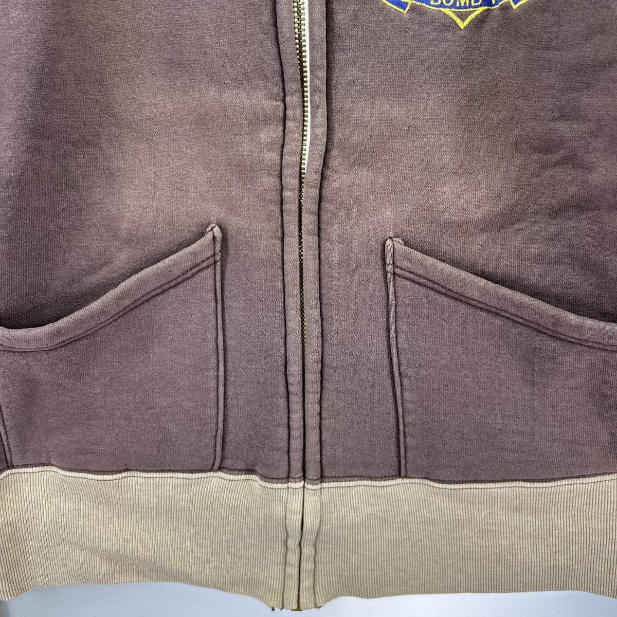 スウェット 刺繍 ジップスウェット 4TH BOMB WING (M) 茶 M ブラウン