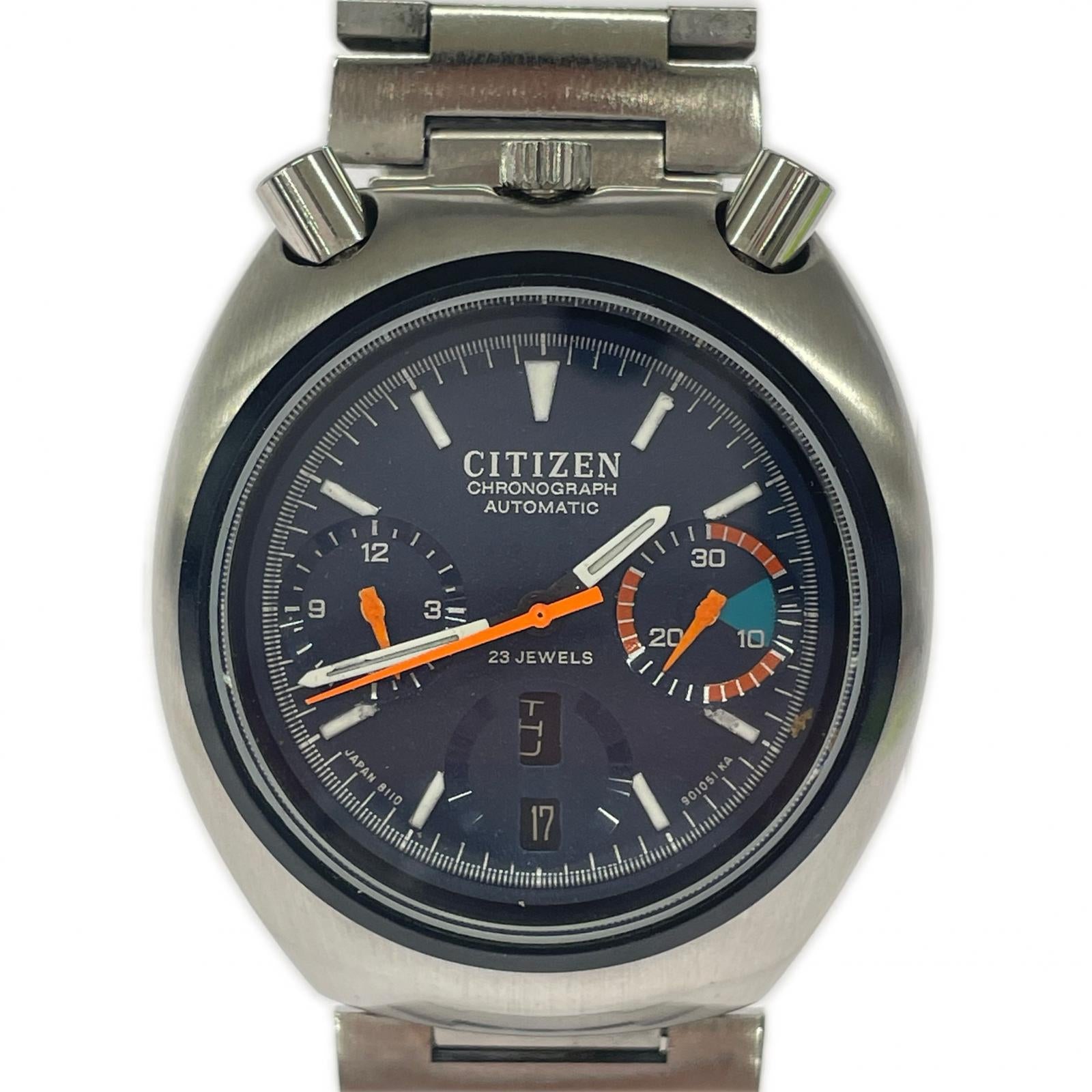 腕時計 CITIZEN VINTAGE 4-901177Y ツノクロノ ネイビーレーシングダイヤル 腕時計 AT