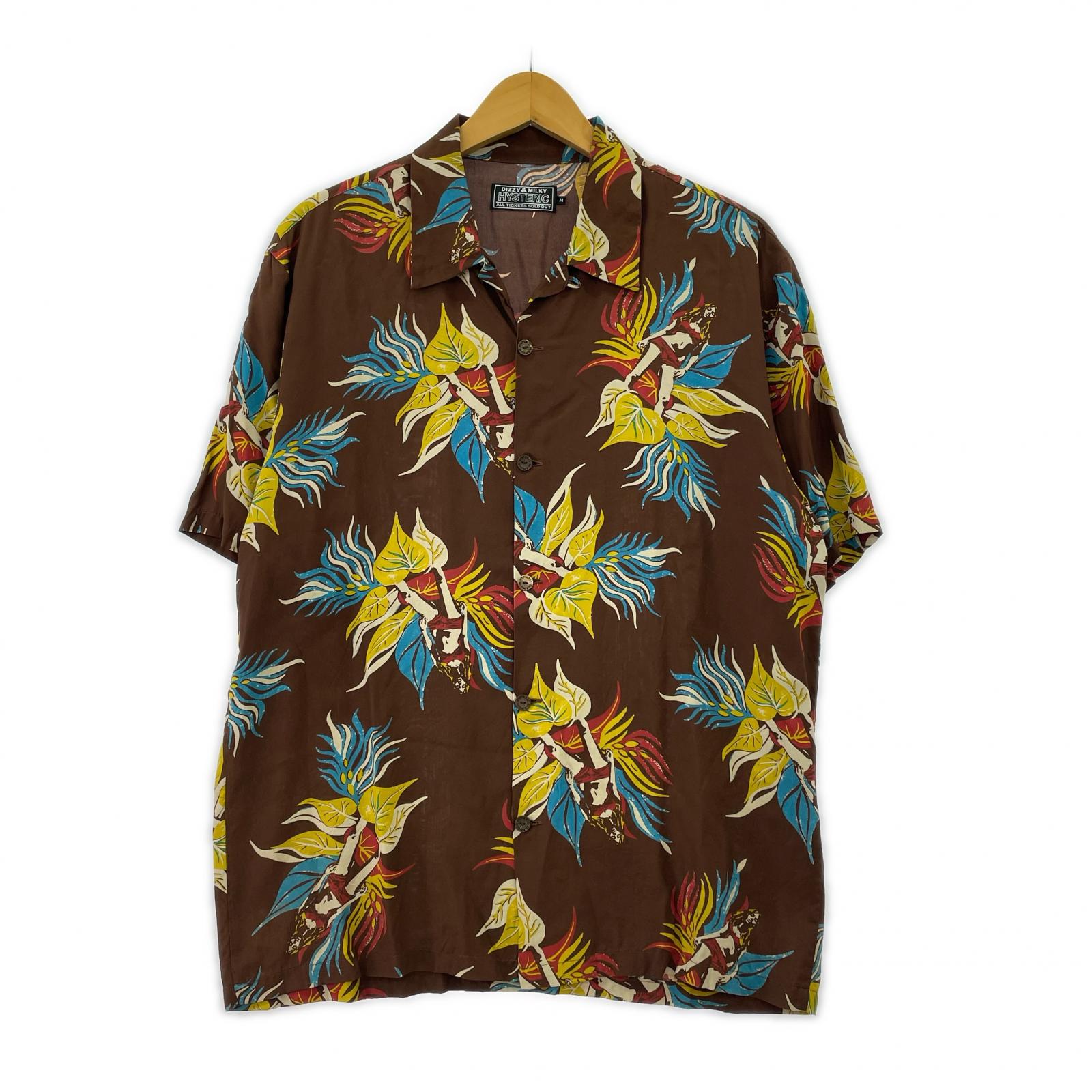 半袖シャツ TROPIC LADYLAND柄 アロハシャツ M M ブラウン