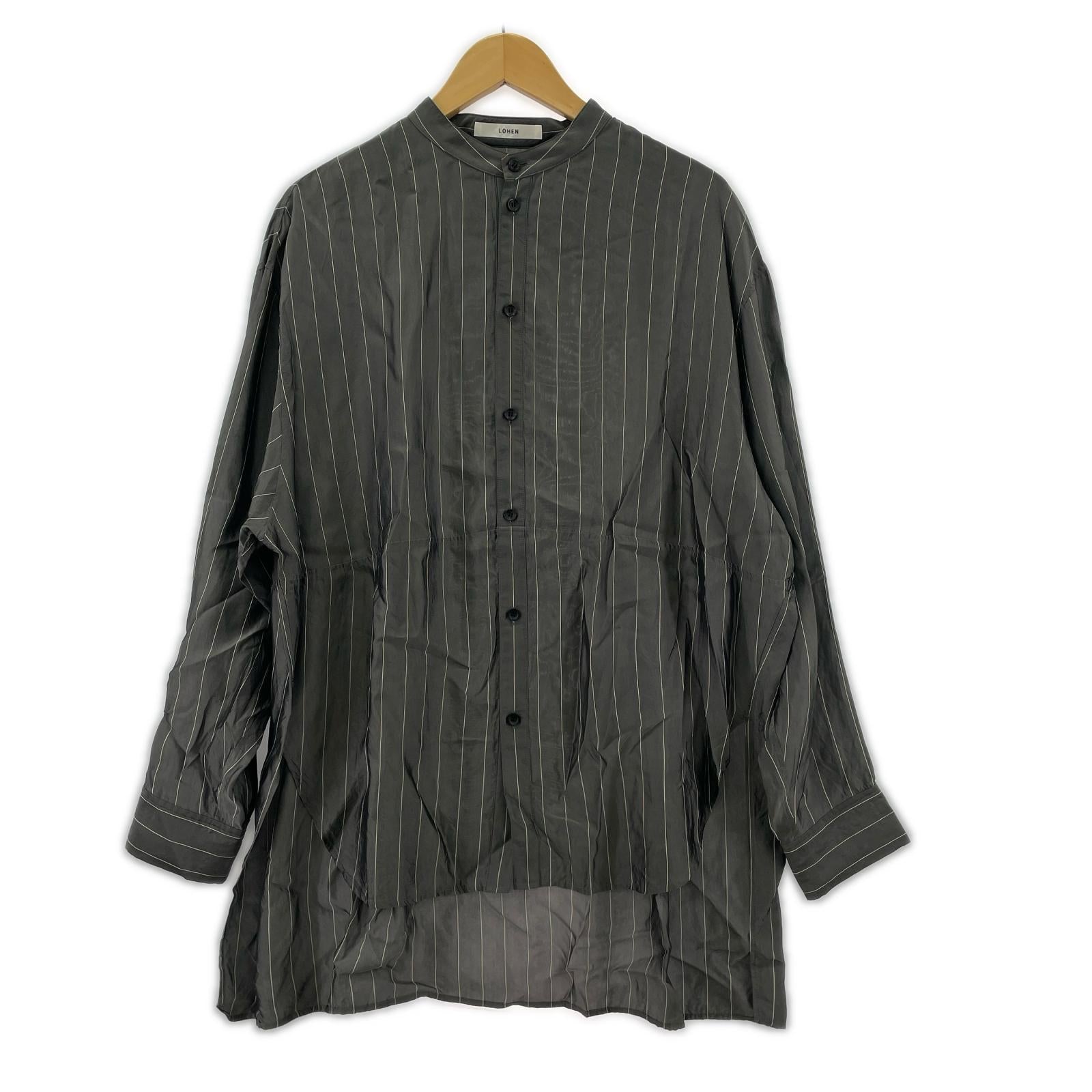 長袖シャツ LOHEN グレー ストライプ グレー