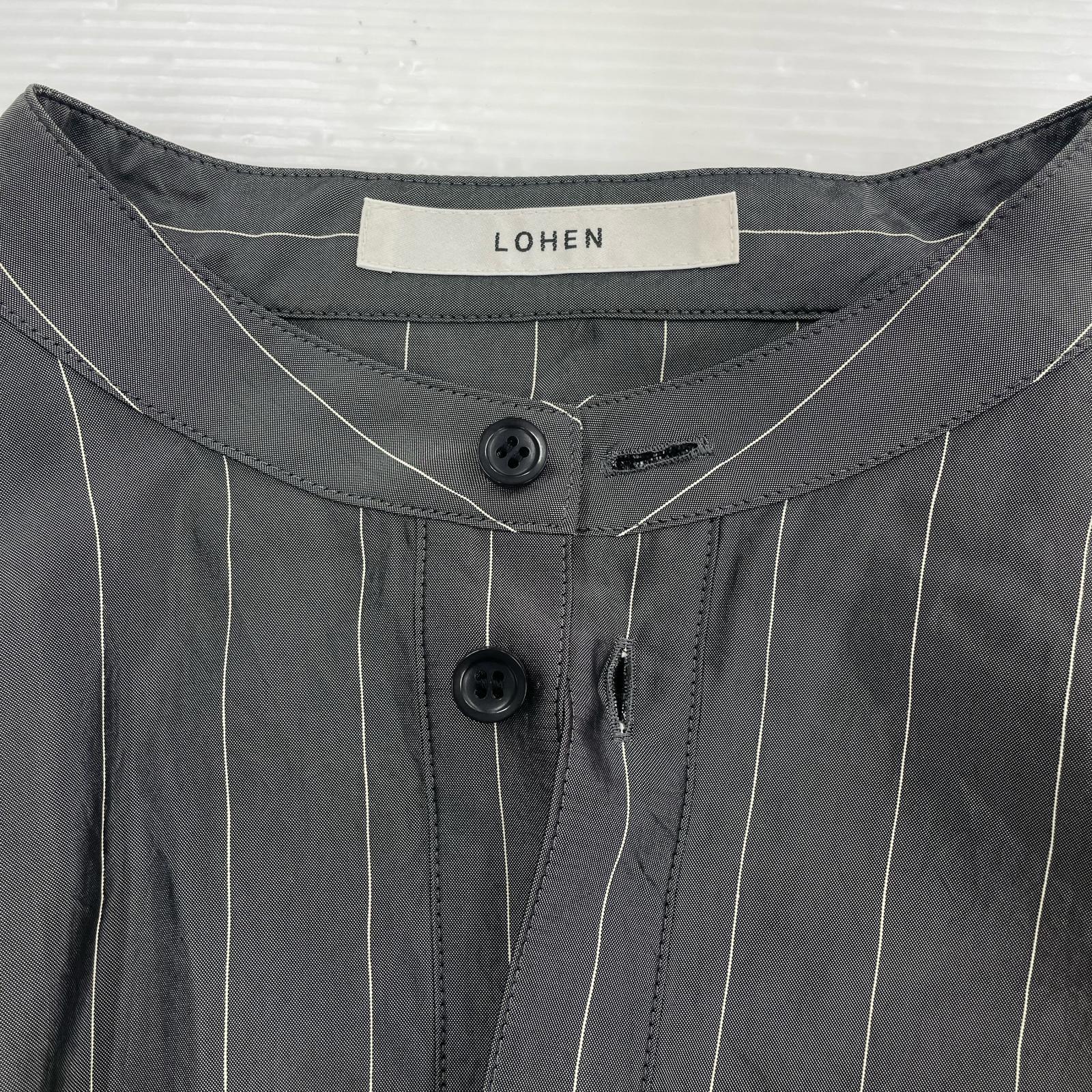 長袖シャツ LOHEN グレー ストライプ グレー