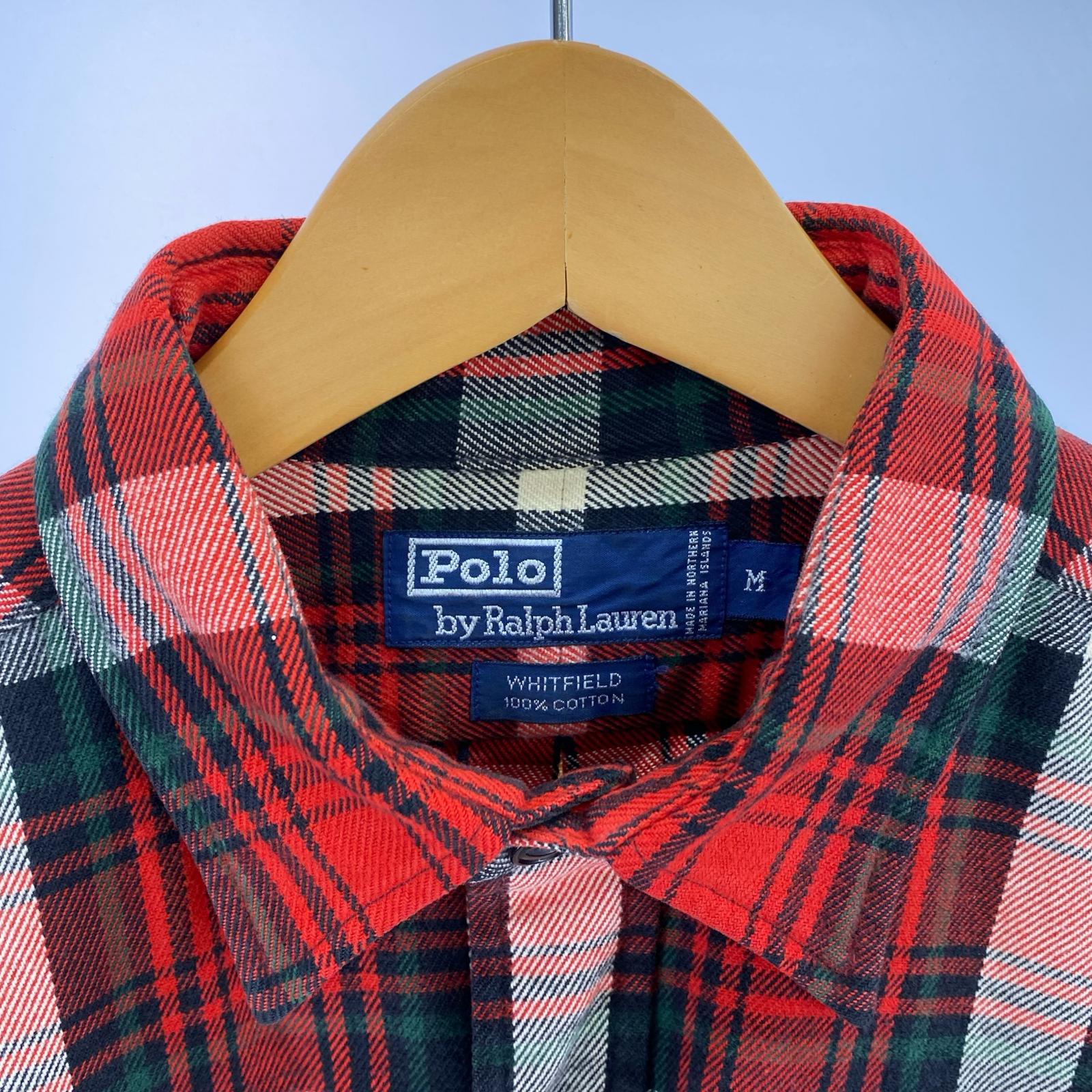 長袖シャツ WHITFIELD ヘビーネルシャツ M M レッド