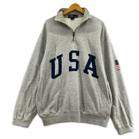 スウェット USAプリント ハーフジップ M M グレー