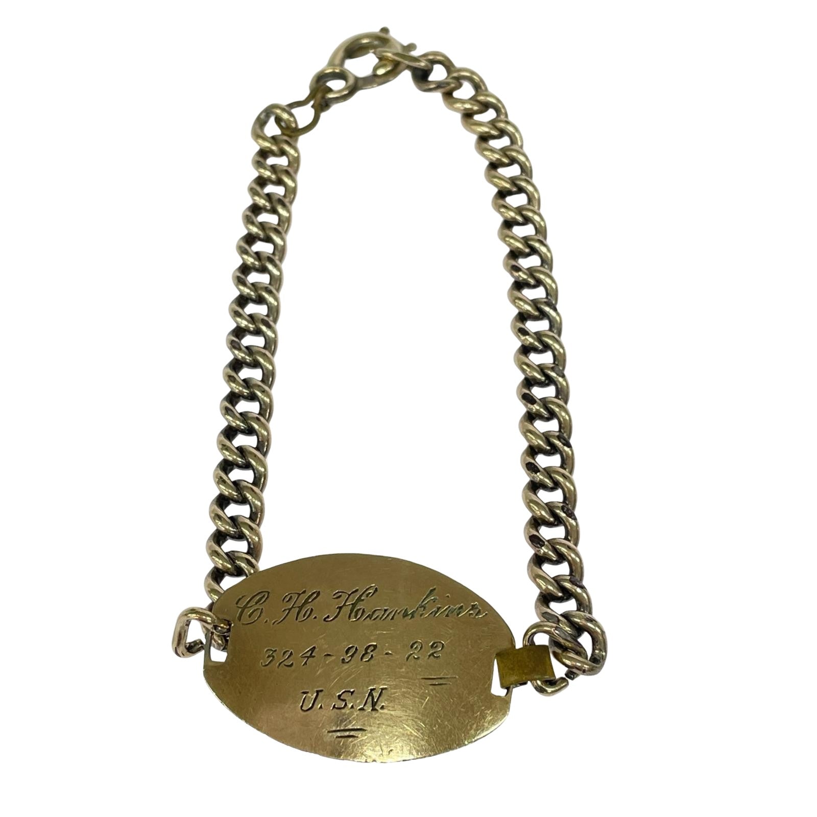 ブレスレット DOG-TAG シルバー刻印 ゴールド