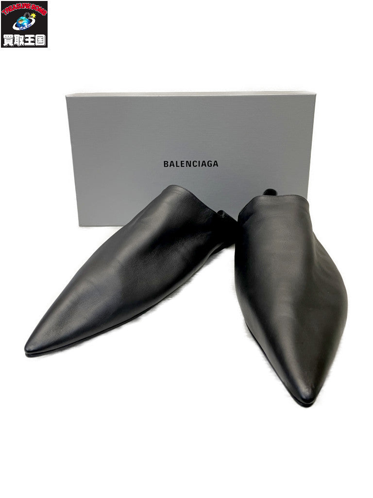 BALENCIAGA FLAT MULE SMOOTH LAMBSKIN レザーミュール 44 黒