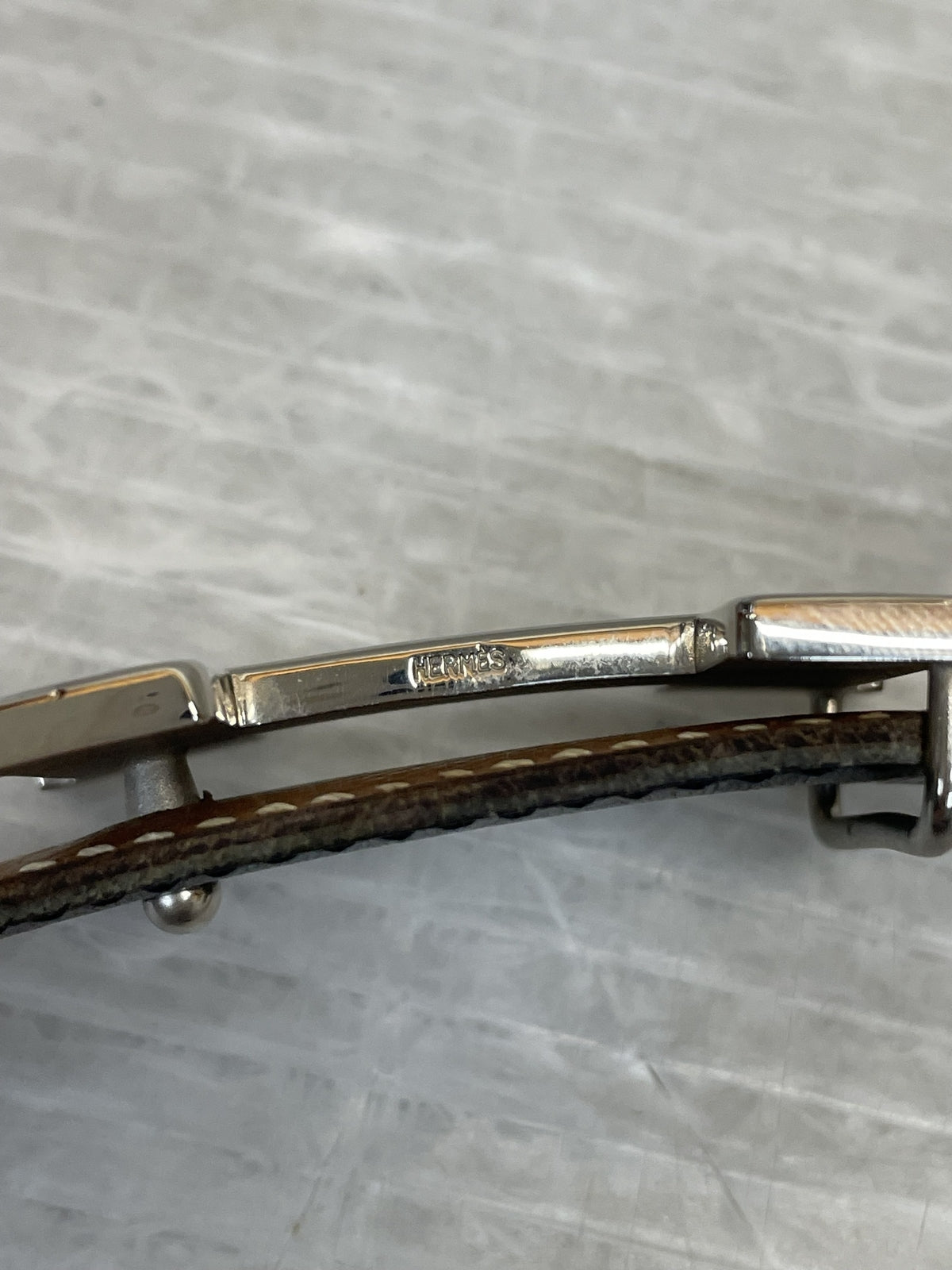 HERMES ミニコンスタンス レザーナローベルト シルバー金具