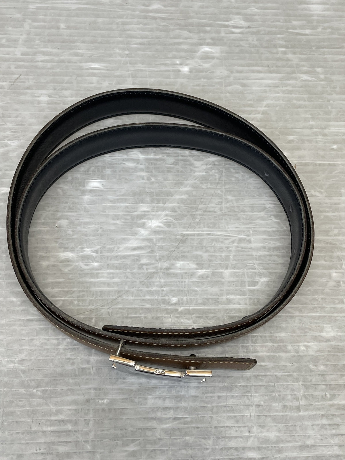 HERMES ミニコンスタンス レザーナローベルト シルバー金具