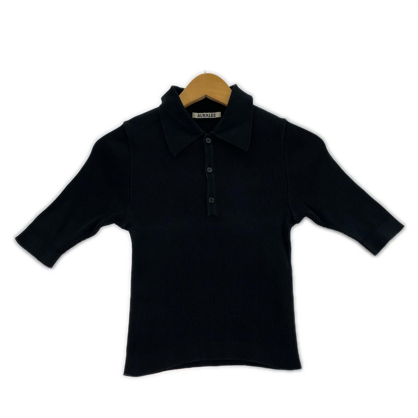 その他トップス AURALEE HIGH GAUGE RIB KNIT POLO 0 A24SP01HR ブラック