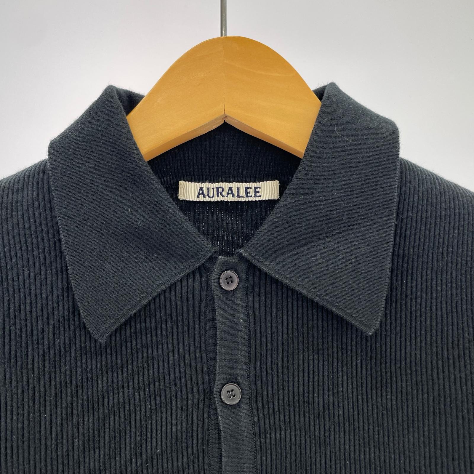 その他トップス AURALEE HIGH GAUGE RIB KNIT POLO 0 A24SP01HR ブラック