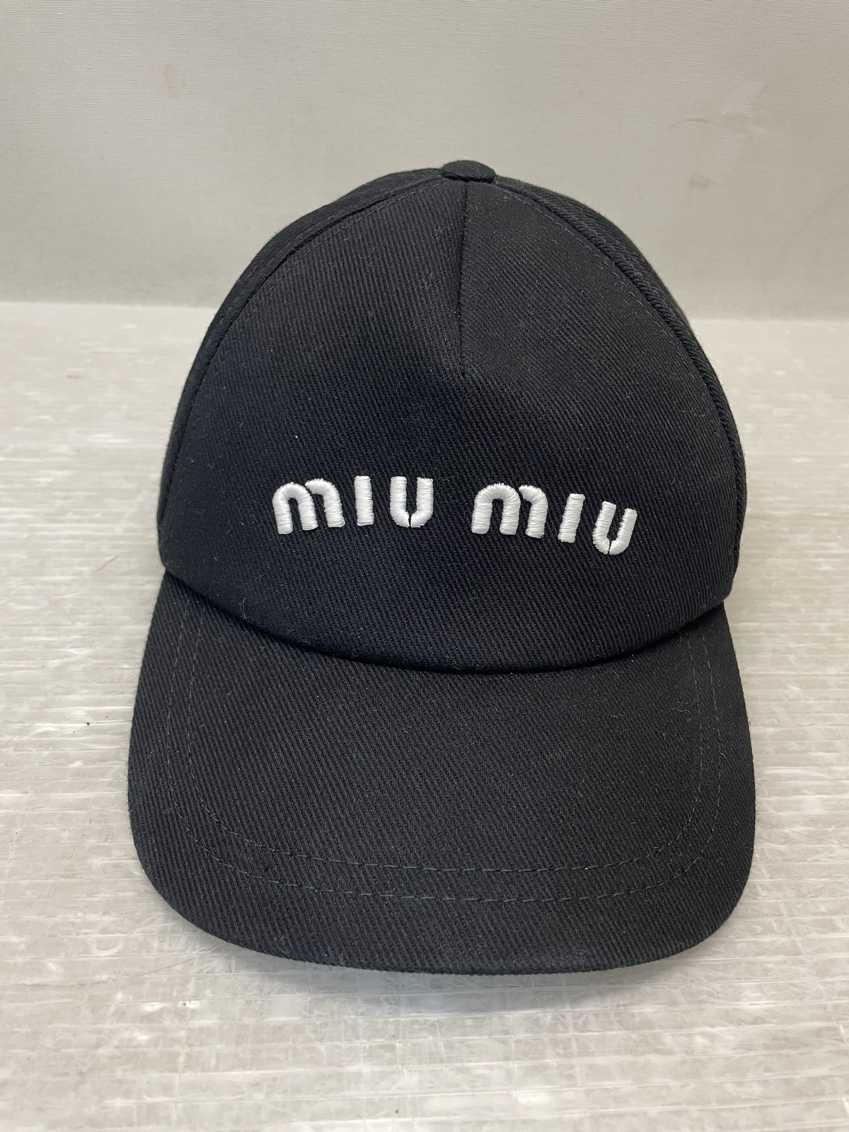 miumiu ブラックドリル ベースボールキャップ Mサイズ 黒