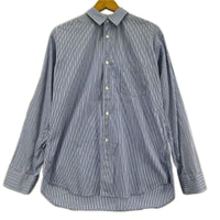 長袖シャツ SHIRTS ドッキング切替 ストライプ 青 (S) S ブルー