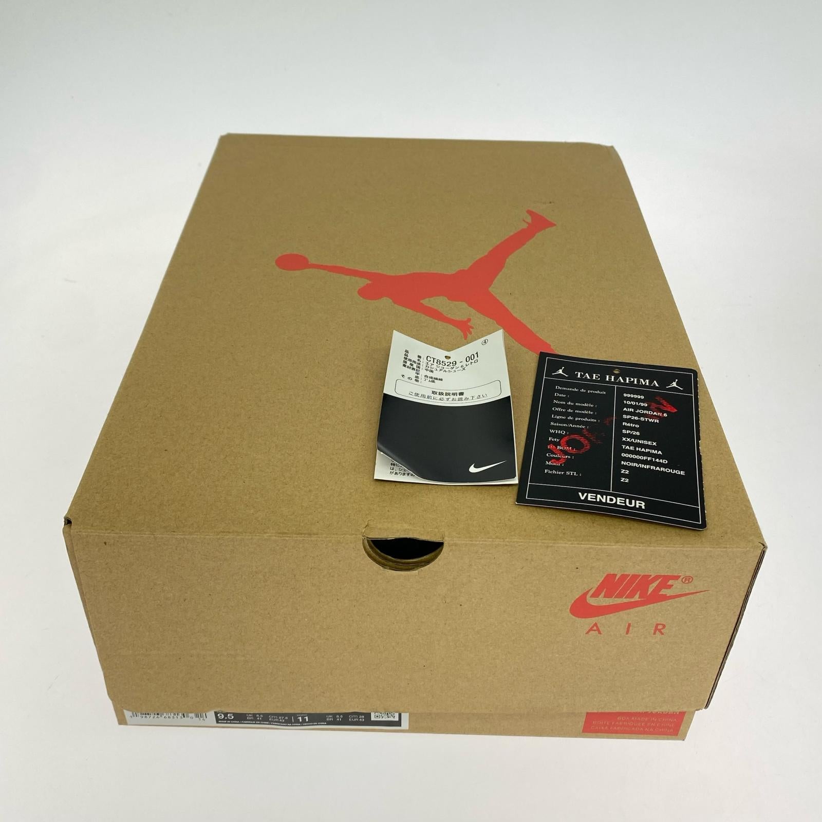 スニーカー AJ 6 Retro Infrared Salesman 27.5cm 27.5cm (US9 1/2 UK9 EU45) ブラック