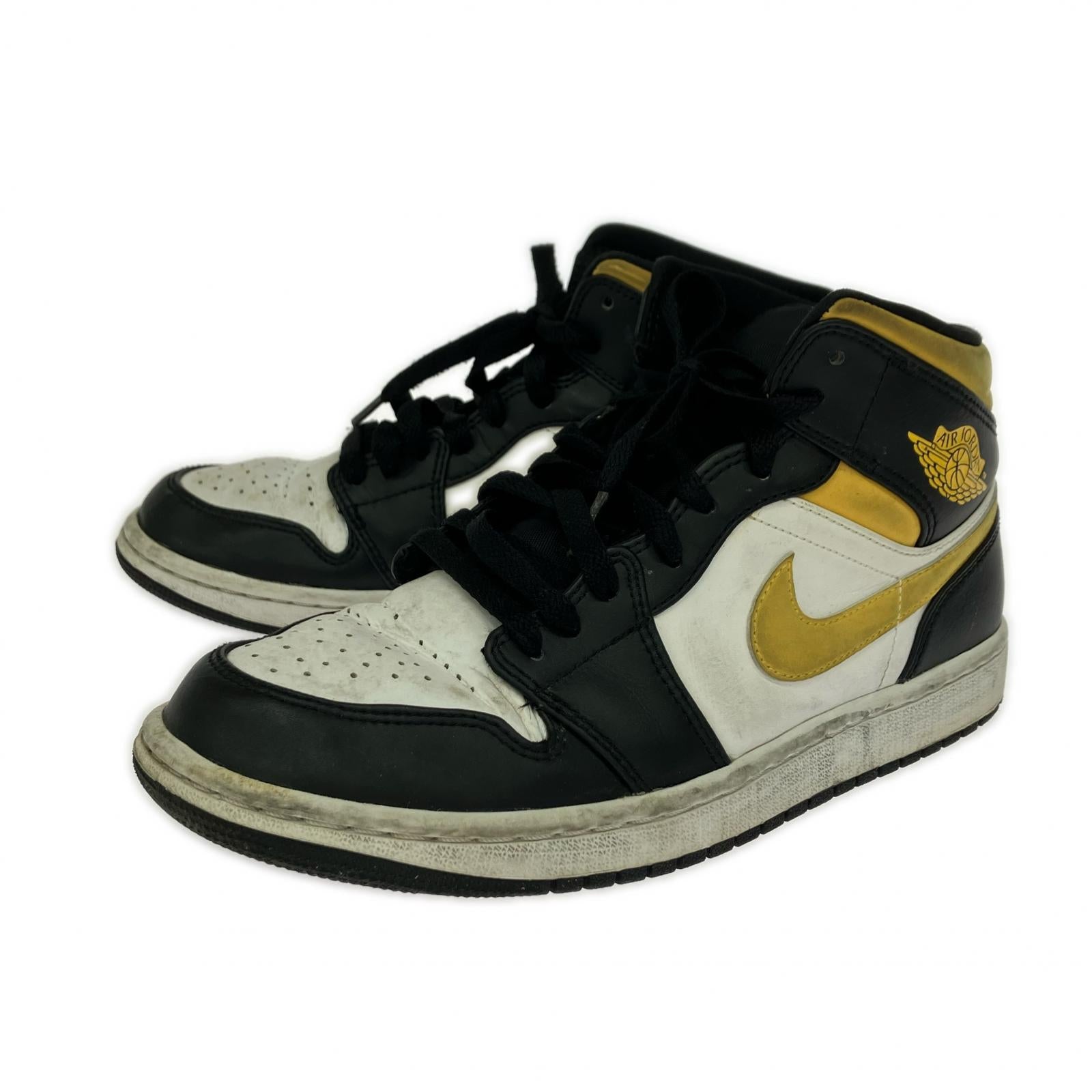 スニーカー AJ1 MID WHITE/POLLEN-BLACK 26cm 26cm (US8 UK7 1/2 EU42)