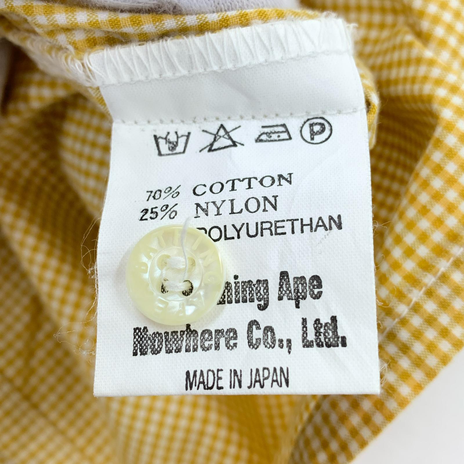 長袖シャツ A BATHING APE ギンガムチェック S/Sシャツ 黄 (XL) イエロー