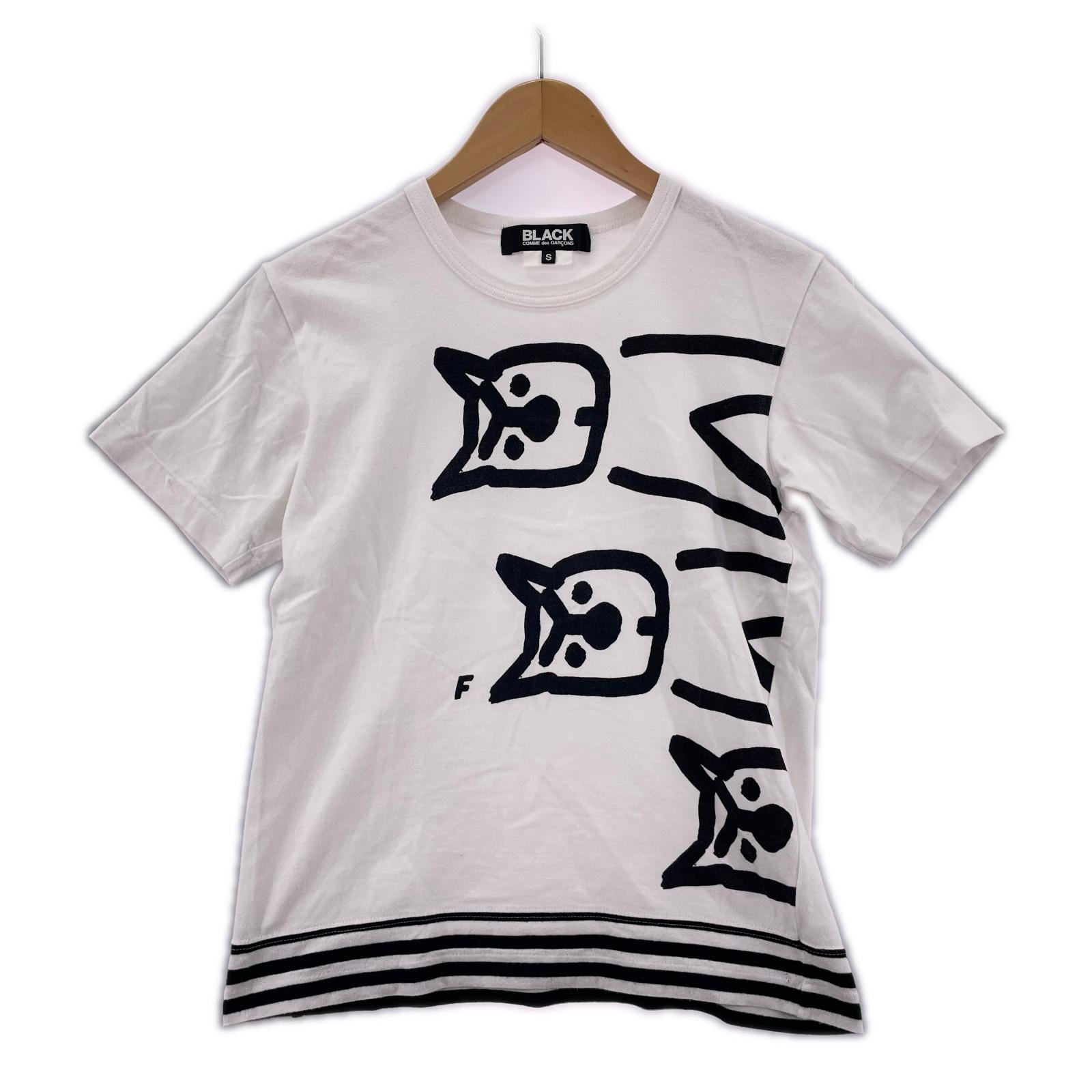 半袖Ｔシャツ BLACK COMME des GARCONS プリントカットソー 白 (S) S ホワイト