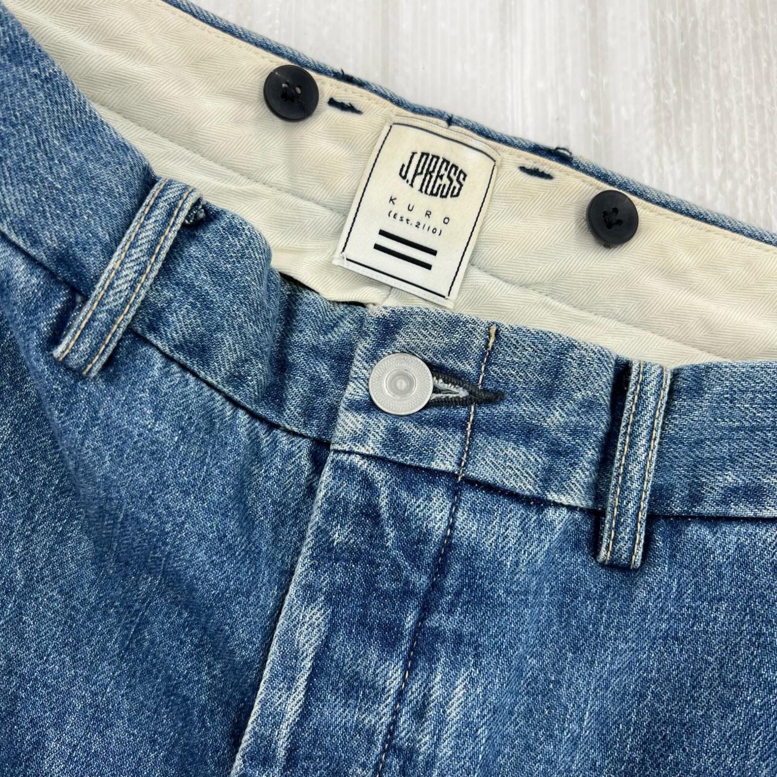デニムパンツ J.PRESS×KURO CENTER PLEATS DENIM TROUSERS (2) 2 ブルー