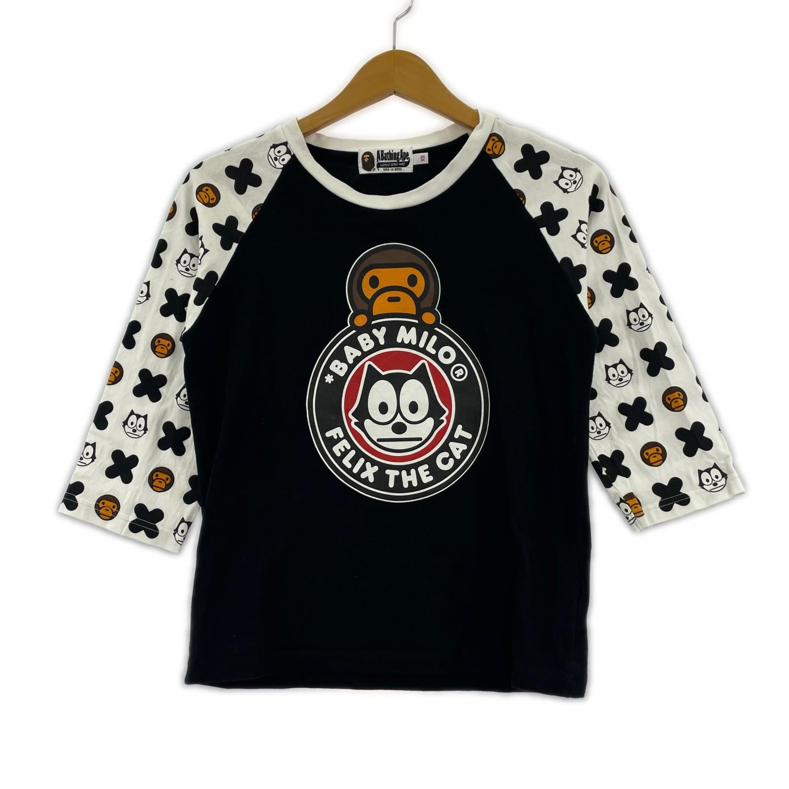 長袖Ｔシャツ BABY MILO × FELIX THE CAT ラグラン　XS ブラック