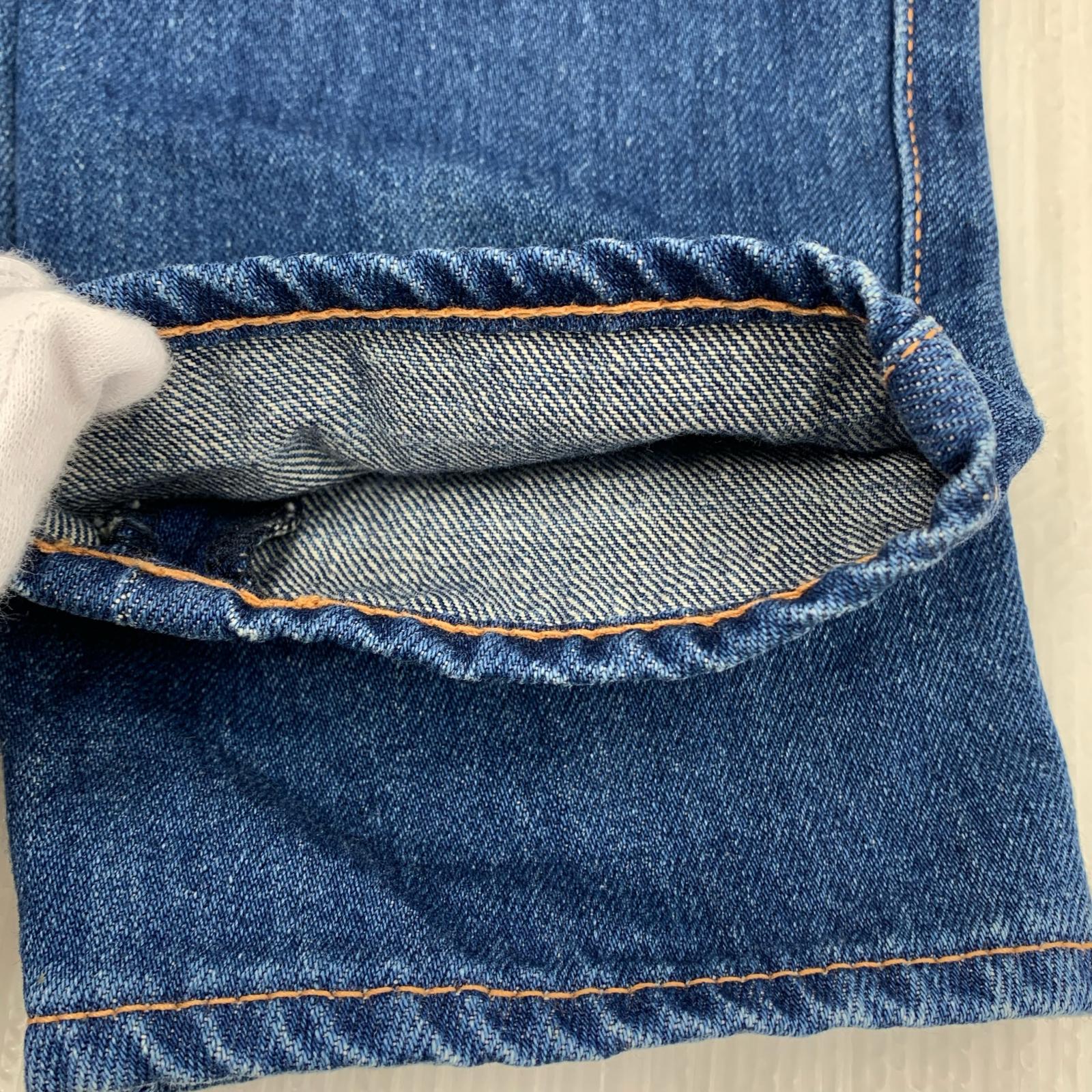 デニムパンツ カモフラージュ リペア加工 バックstar刺繍 デニムパンツ ネイビー