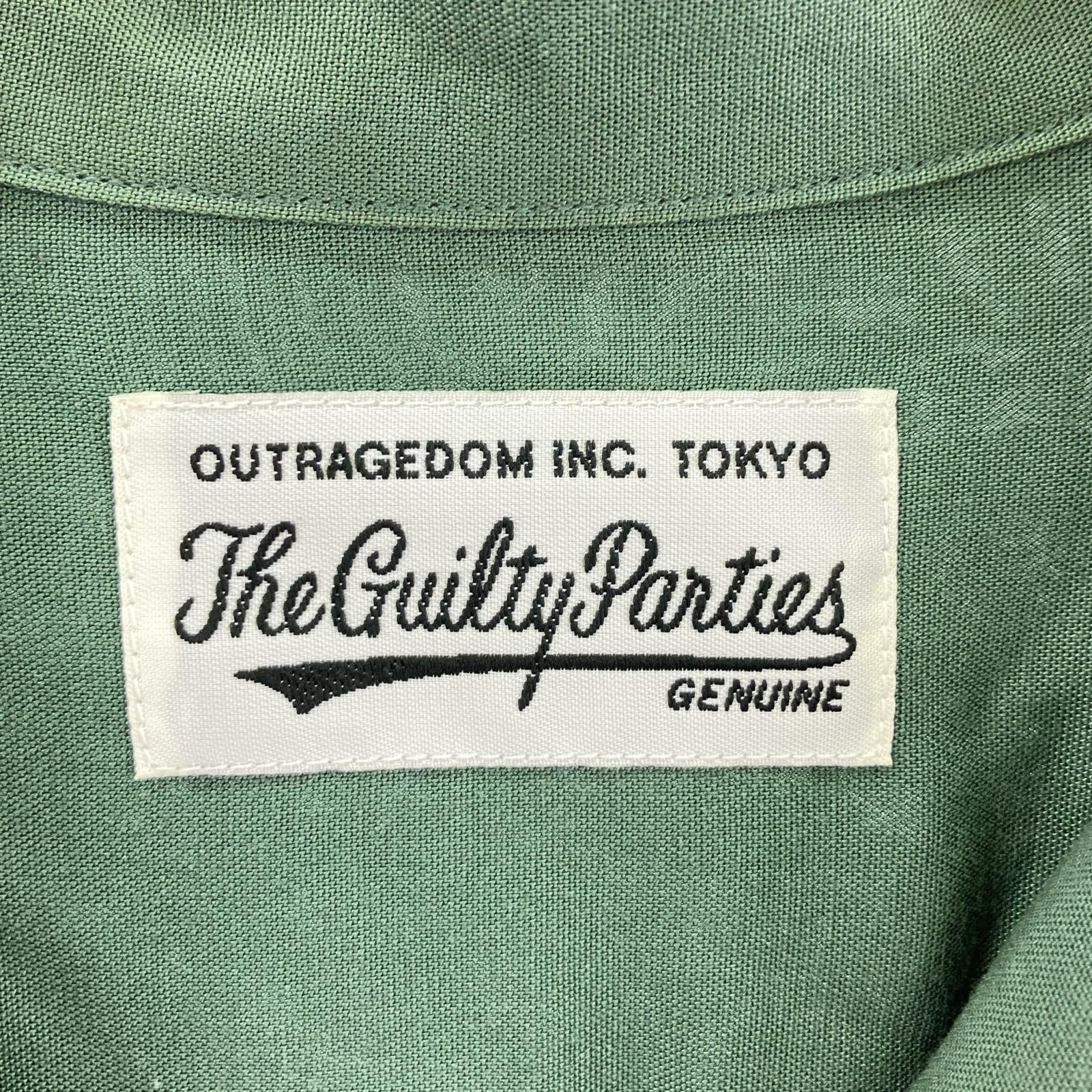 半袖シャツ SWITCHING 50s OPEN COLLAR SHIRT/緑 L グリーン