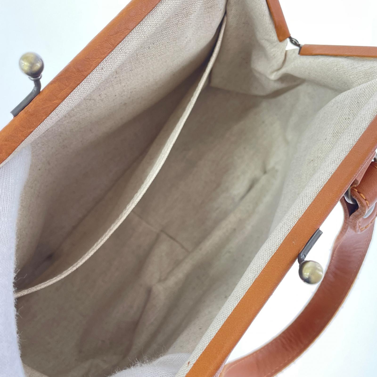 ショルダーバッグ がま口 ハンド/ショルダー バッグ　茶