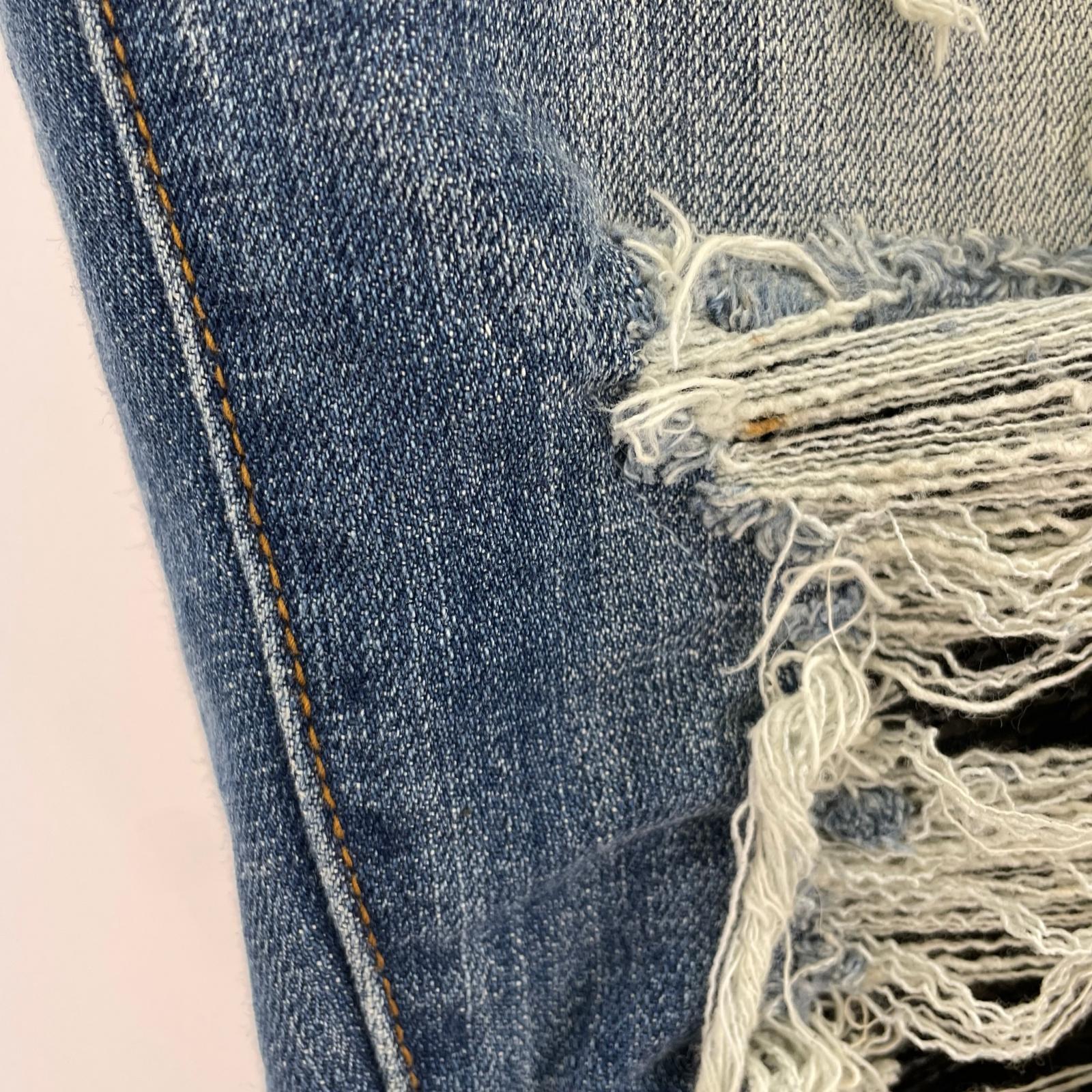 デニムパンツ aside クラッシュデニム L ブルー