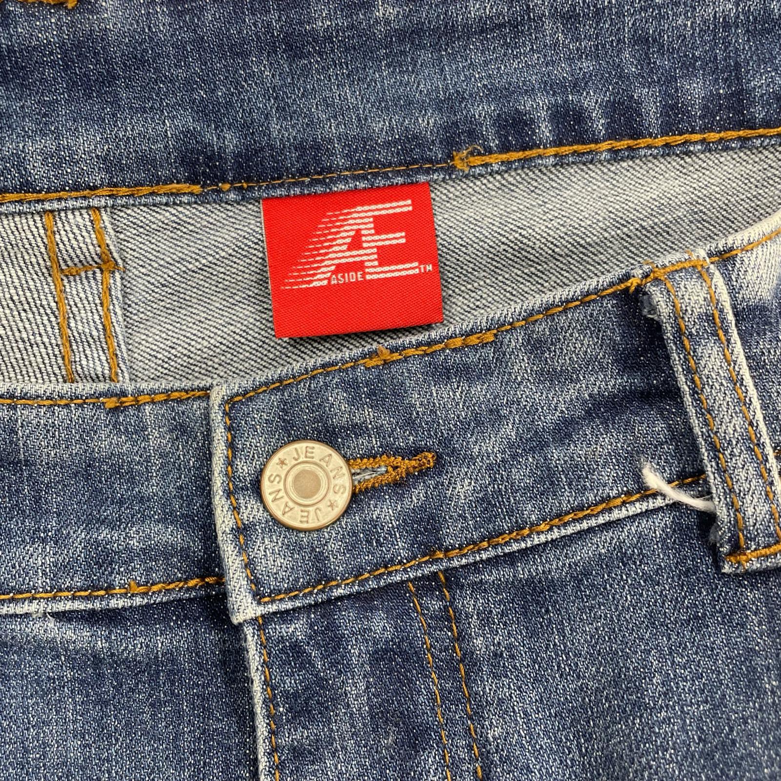 デニムパンツ aside クラッシュデニム L ブルー