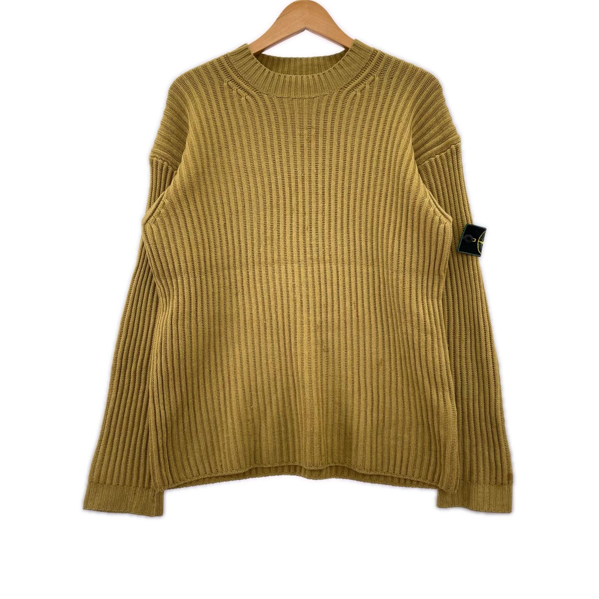 ニット STONE ISLAND 90s ｸﾞﾘｰﾝｴｯｼﾞ ｳﾞｧｰｼﾞﾝｳｰﾙﾆｯﾄ S ﾏｽﾀｰﾄﾞ S