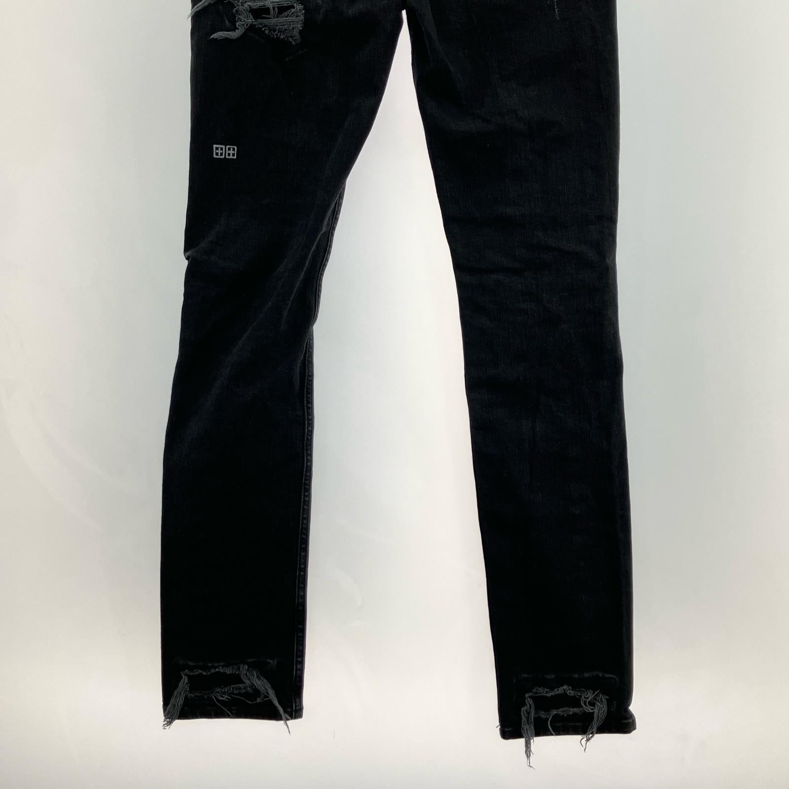 デニムパンツ ダメージ加工スニキーデニム BLK W30 30 ブラック