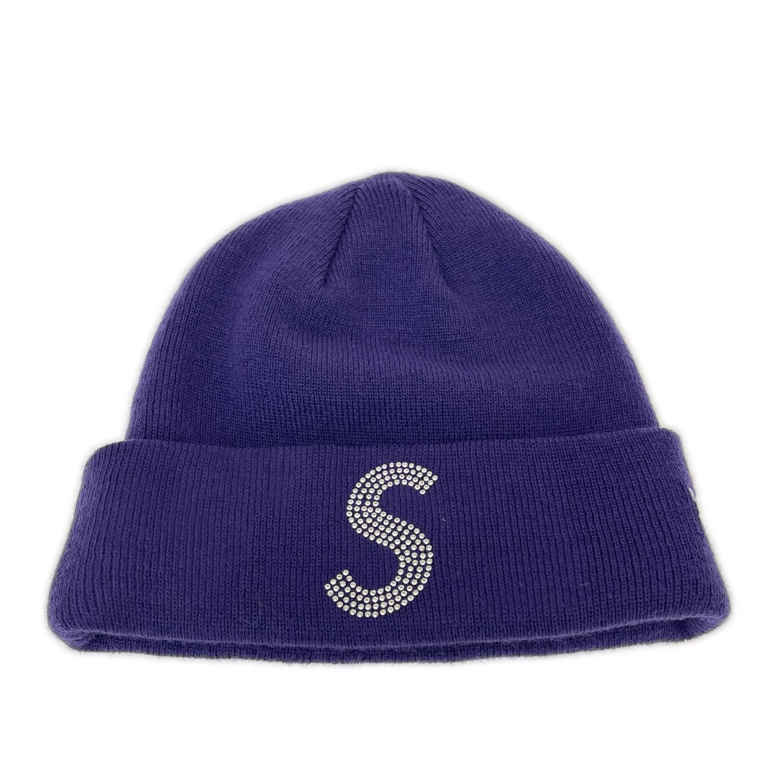 ニットキャップ ×NEW ERA SWAROVSKI S LOGO BEANIE パープル