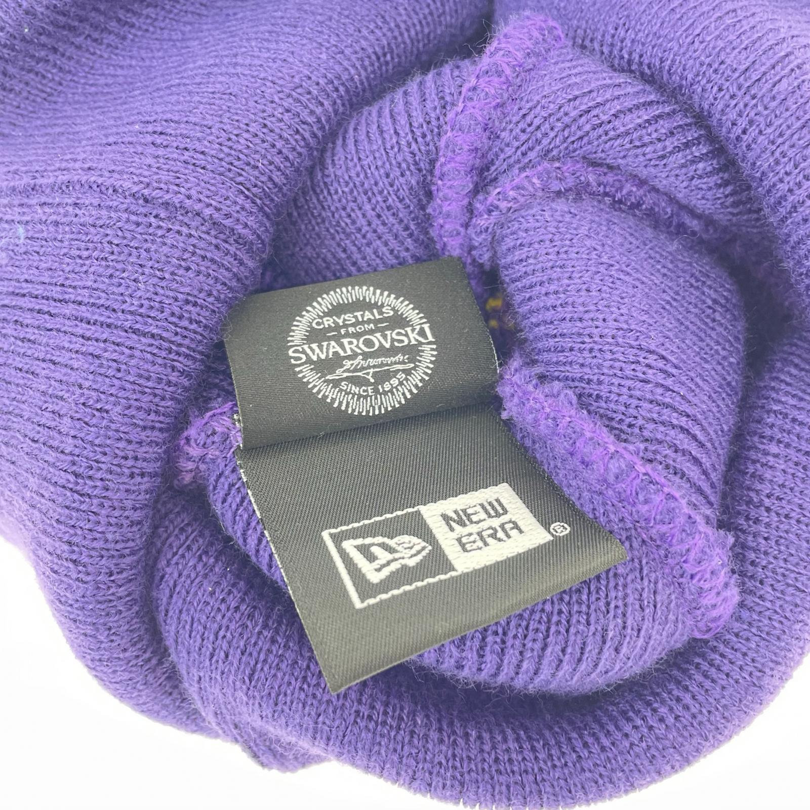 ニットキャップ ×NEW ERA SWAROVSKI S LOGO BEANIE パープル